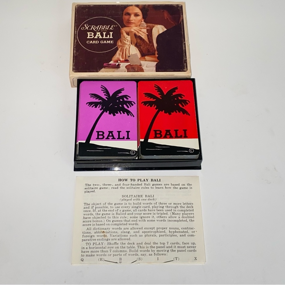 Vintage 1972 Scrabble Bali Word Making Card Game by Selchow & Righter Co No 22